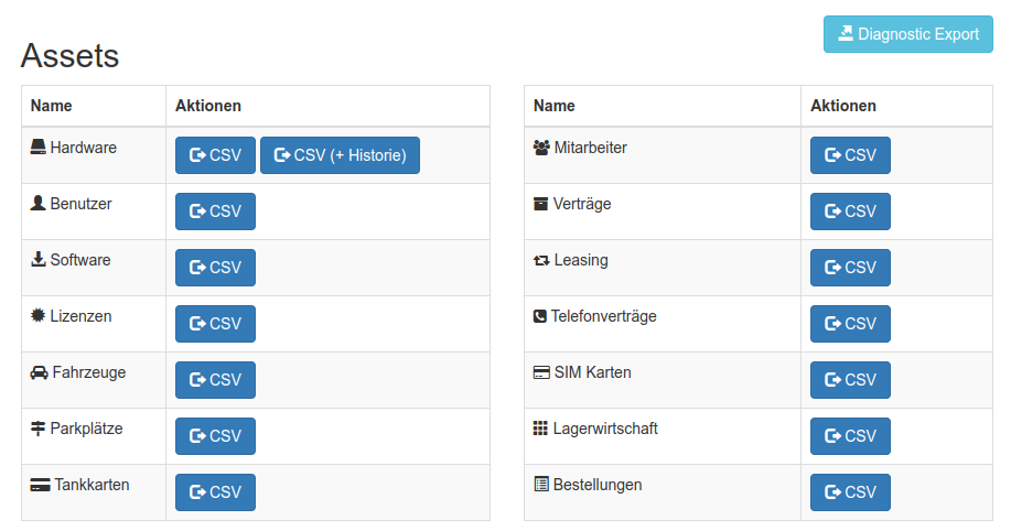 Export der Asset-Bereiche