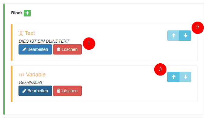 Mehrere Elemente innerhalb eines Blocks