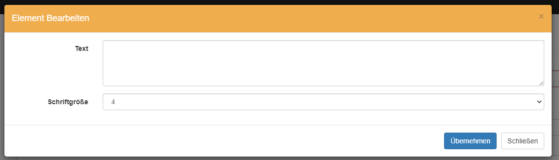 Bearbeitung des Text-Elements