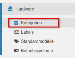 Einstellungsbereich für Hardware-Kategorien