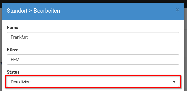Deaktivierung eines Standortes