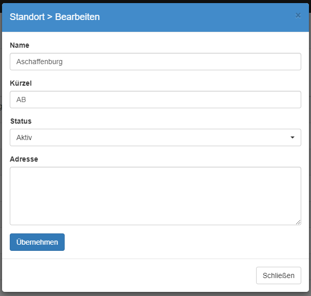 Bearbeitung eines Standortes