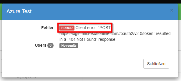 Azure AD - Anzeige von Fehlern