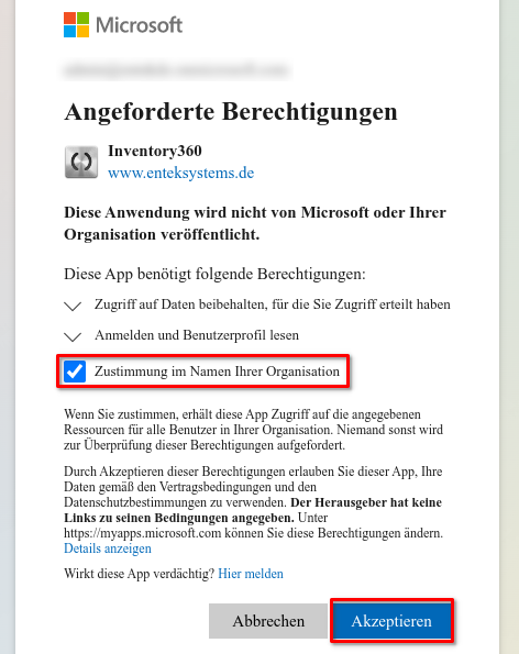 Microsoft 365 - Erteilung der Berechtigungen