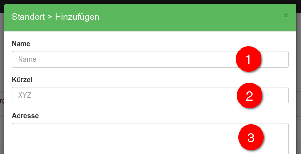 Einstellungen des Standortes