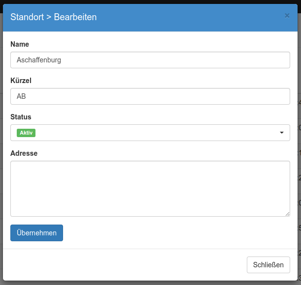 Bearbeitung eines Standortes
