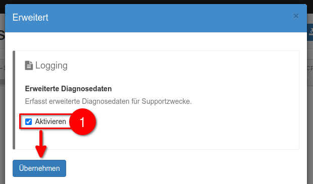 Aktivierung der erweiterten Diagnosedaten