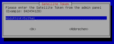 Eingabe des Zugangscodes / Token