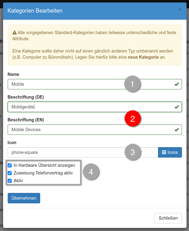 Kategorie bearbeiten