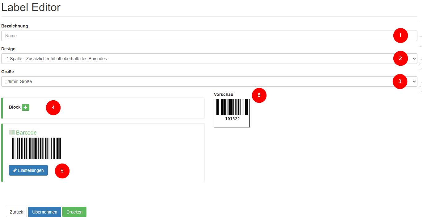Label erstellen im Label-Editor