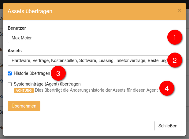 Konfiguration - Assets übertragen