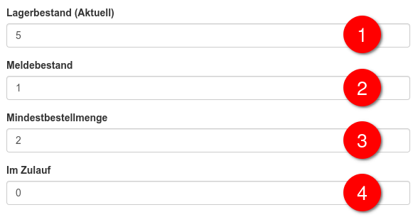 Eingabe der Lager- und Erinnerungsbestände