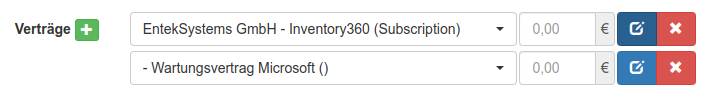 Zuordnung von Verträgen in einem Hardware Asset
