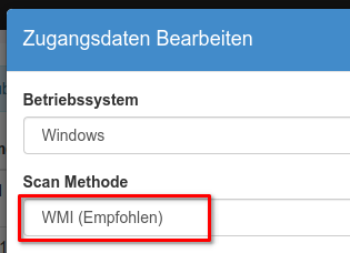 Auswahl der Scan Methode