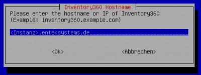 Eingabe der Inventory360 Instanz