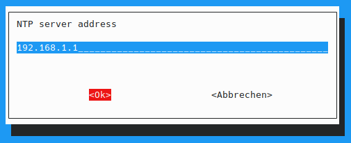 Eingabe des primären NTP-Zeitservers