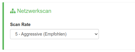 Einstellungen des Netzwerkscans