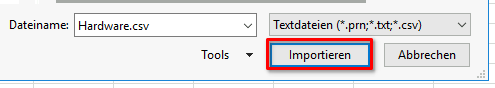 Schritt 2 - Import in Excel