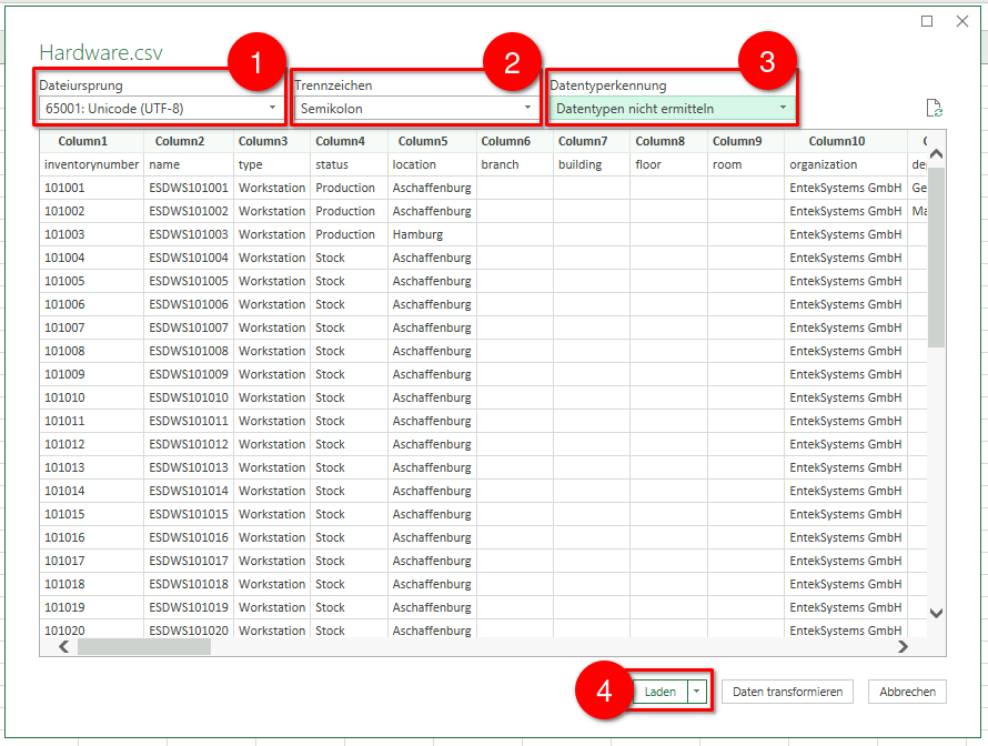 Schritt 3 - Import in Excel