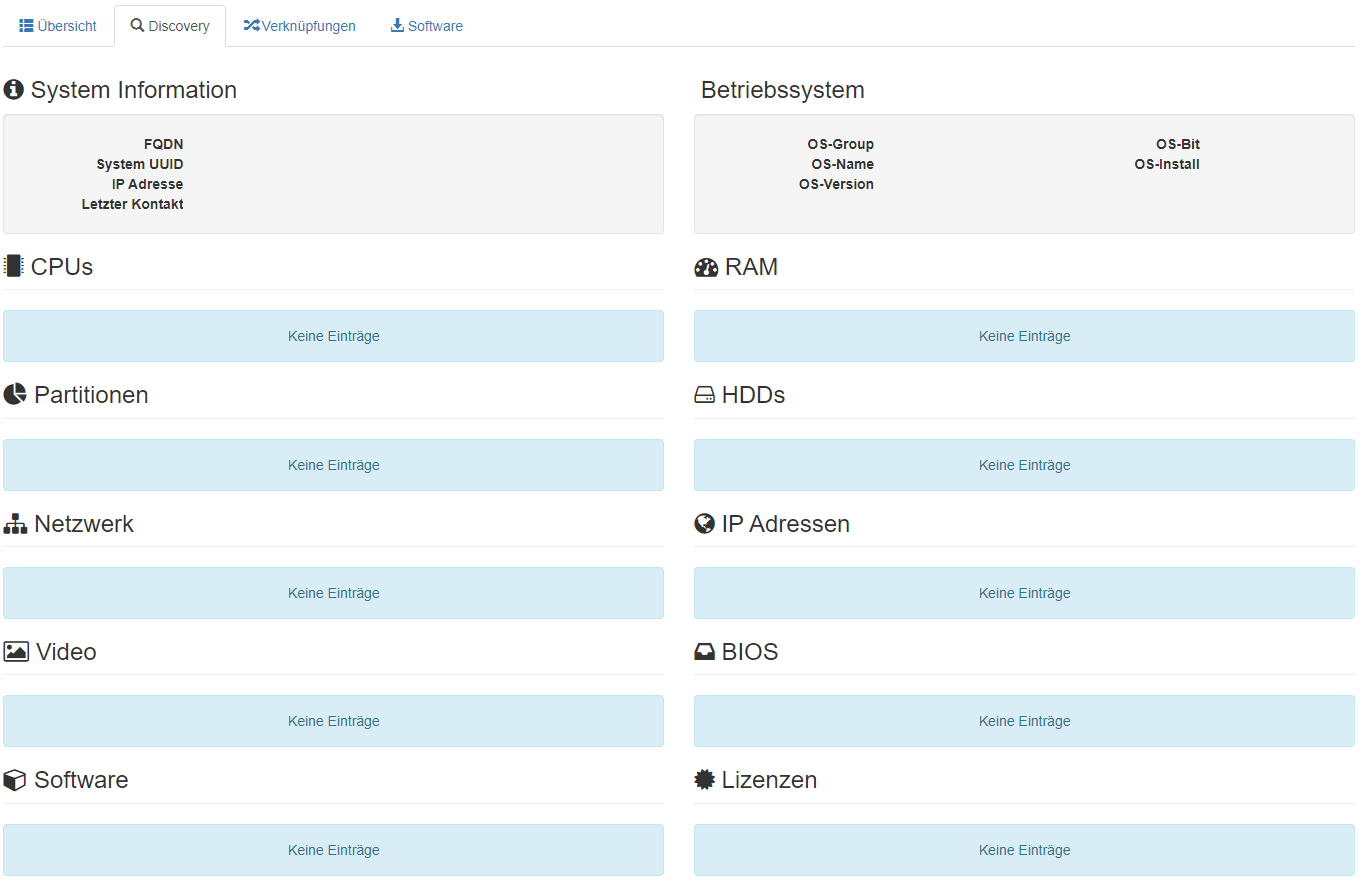 Discovery Daten des Assets