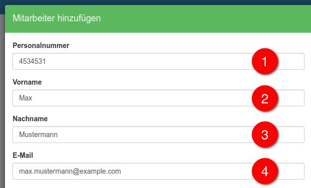 Anlegen eines neuen Mitarbeiters