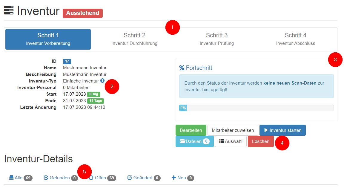 Übersicht Inventur-Vorbereitung
