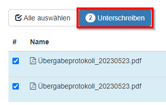 Mehrfachauswahl - Unterschriftsbutton zum manuellen Setzen der Unterschrift