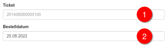Referenz-Ticket und Bestelldatum