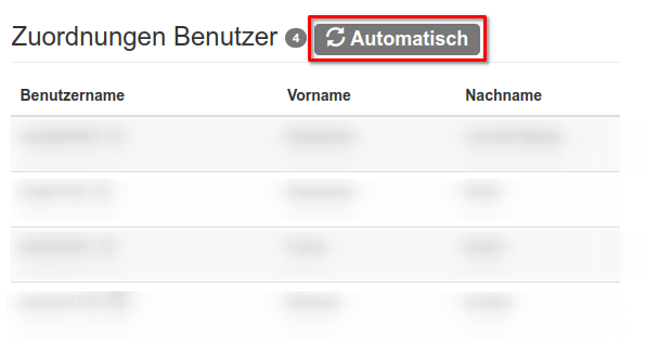 Übersicht der automatischen Zuordnungen