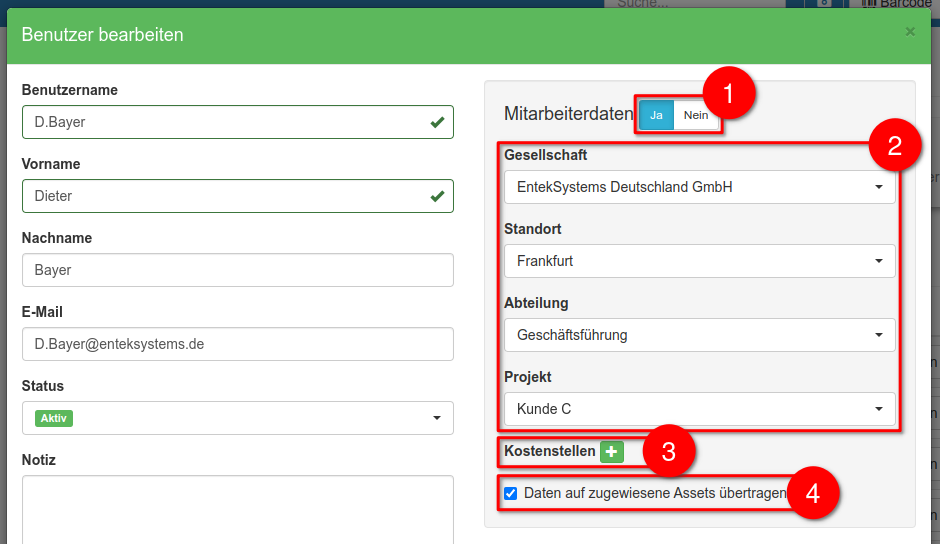 Ergänzung von Mitarbeiterdaten