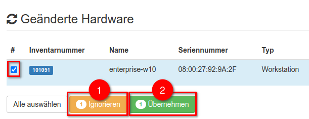 Bestätigen oder ablehnen der Änderungen