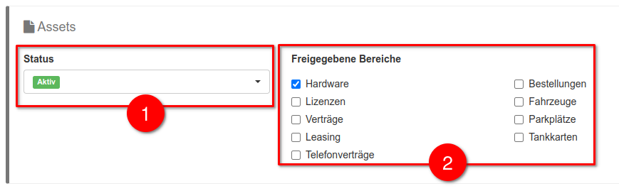 Einstellungen zu Assets