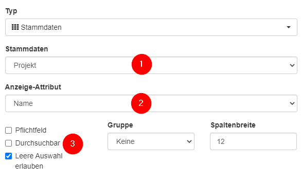 Einstellungsmöglichkeiten für Stammdaten - Benutzerdefinierte Felder