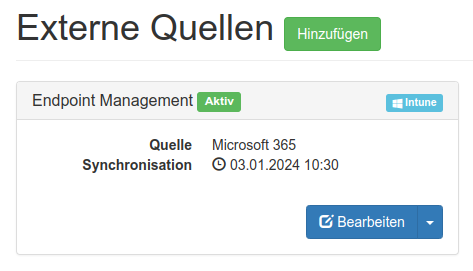Aktivierte Intune Synchronisation