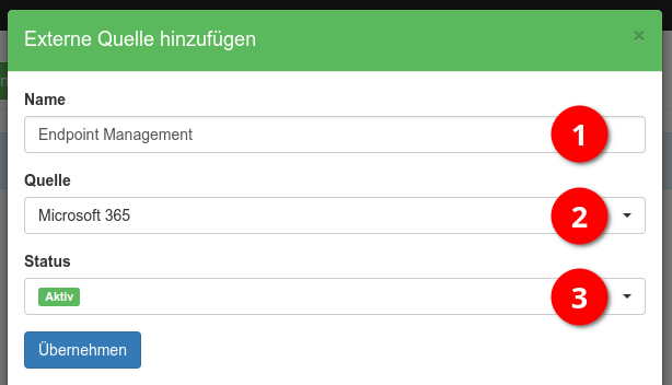 Microsoft 365 Tenant als Discovery Quelle hinzufügen