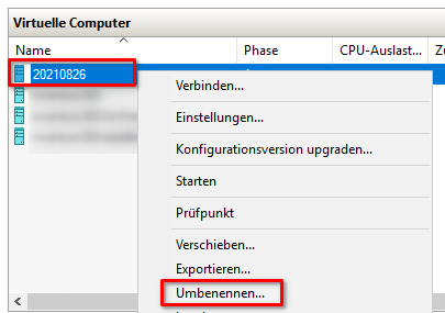 Schritt 8 - Virtuelle Maschine umbenennen