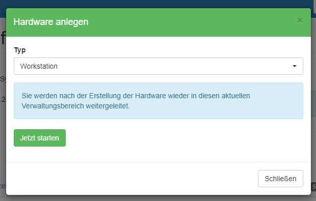 Auswahl des Hardware-Typs