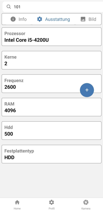 Ausstattung zum Asset