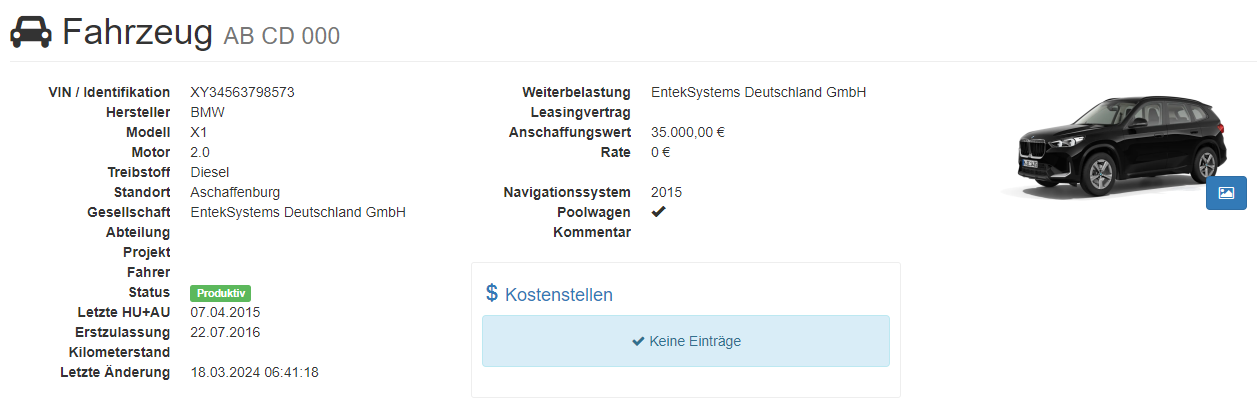 Fahrzeugbild im Fleet Management