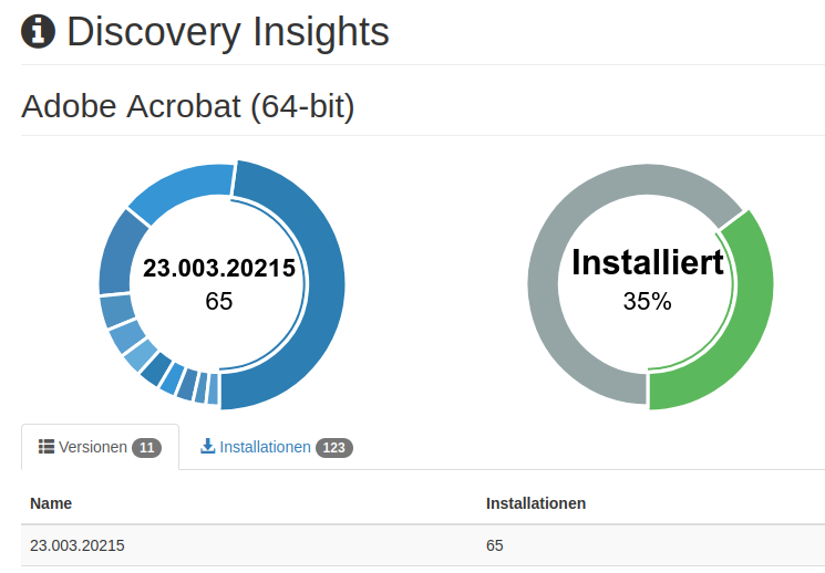 Discovery Insights: Versions- und Installationsübersicht