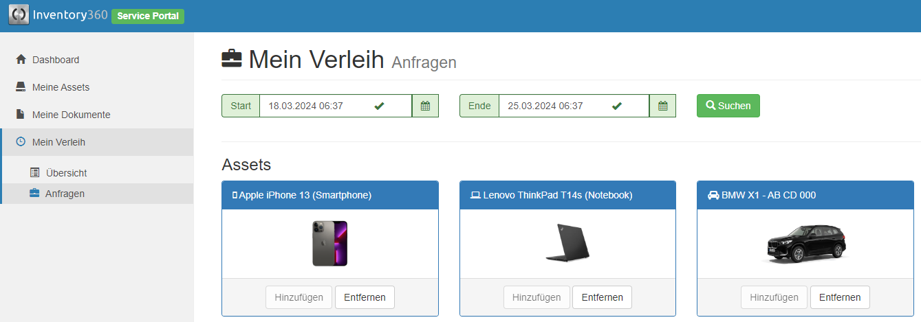 Verleih-Anfragen im Self-Service-Portal