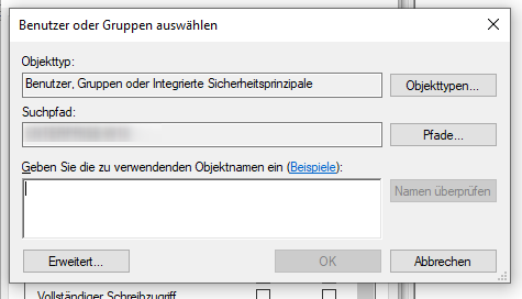 Bestehenden Benutzer auswählen