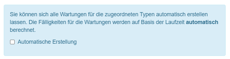 Neue Option zur automatischen Erstellung von Wartungen