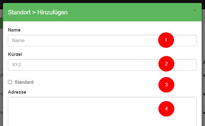 Einstellungen des Standortes