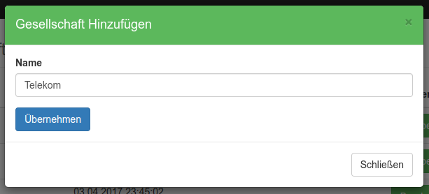 Anlage einer Telefongesellschaft