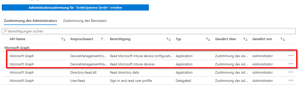 Neue Berechtigungen im Azure AD