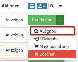 Ausgabe eines Lagerartikels