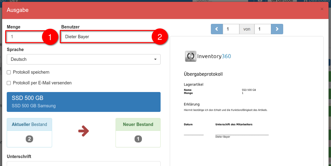 Einstellungen zur Ausgabe