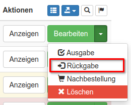 Rückgabe eines Lagerartikels