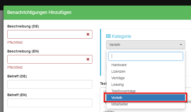 Neue eigene Benachrichtigung für den Verleih